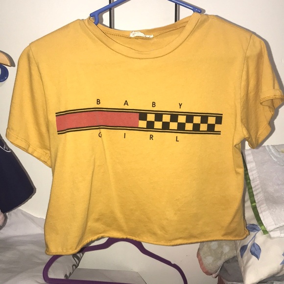 local lab Tops - MUSTARD BABY GIRL CROP TOP